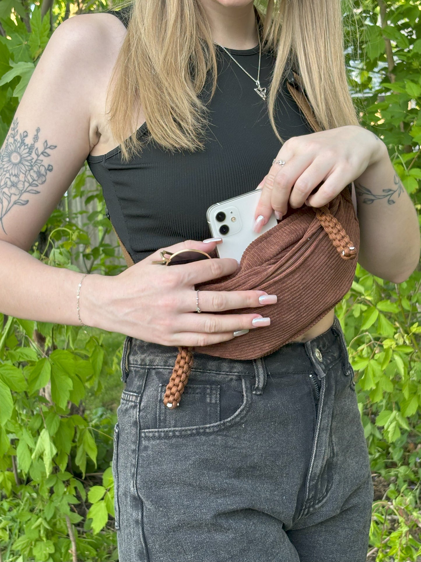 Icy Blue Corduroy Fanny Pack