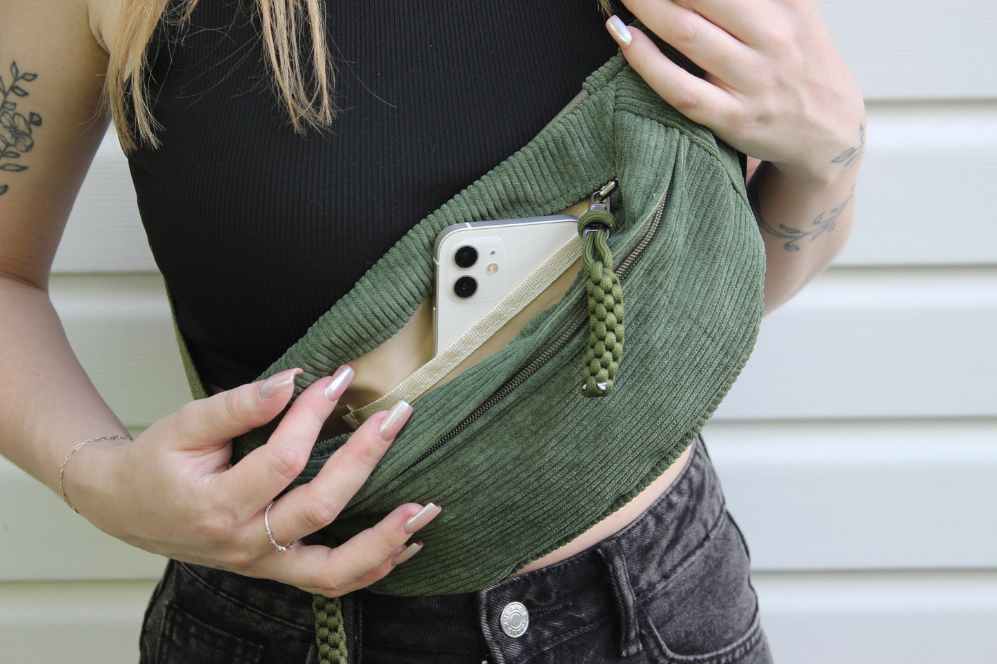 Icy Blue Corduroy Fanny Pack